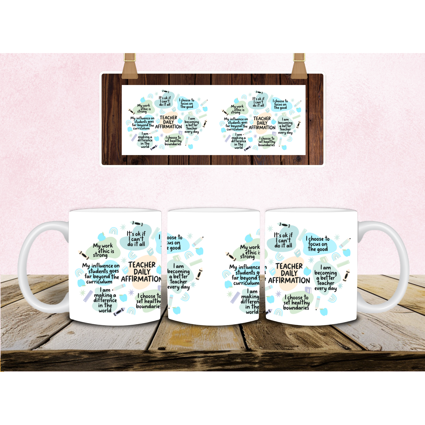 Blue Teacher Daily Affirmations Mug