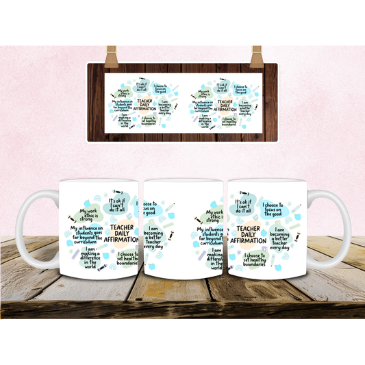 Blue Teacher Daily Affirmations Mug